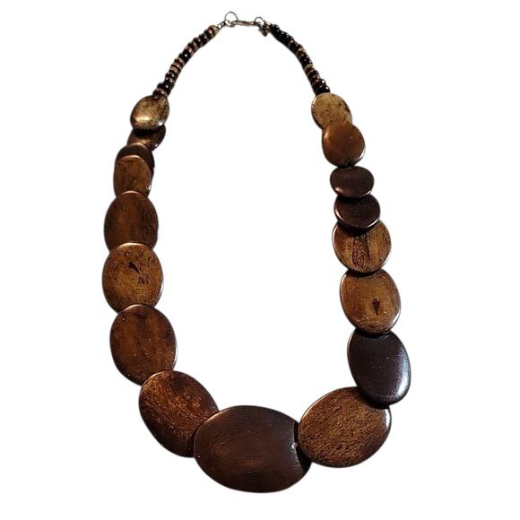 Vintage Kenneth Lane Wood Handmade Statement Necklace - Picture 1 of 4